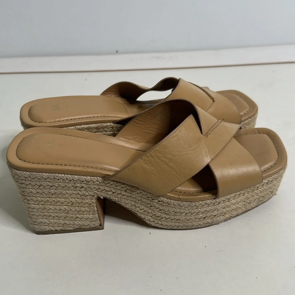 Zara tan platforms sandal size 40/9